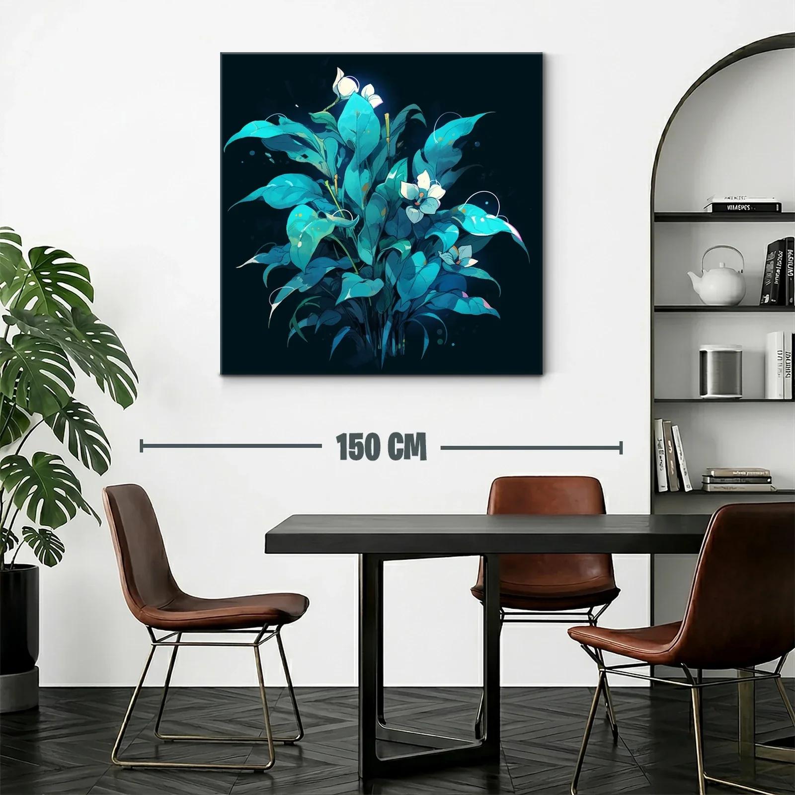 Ramo de hojas azul verdoso con flores blancas brillantes — miniatura 2