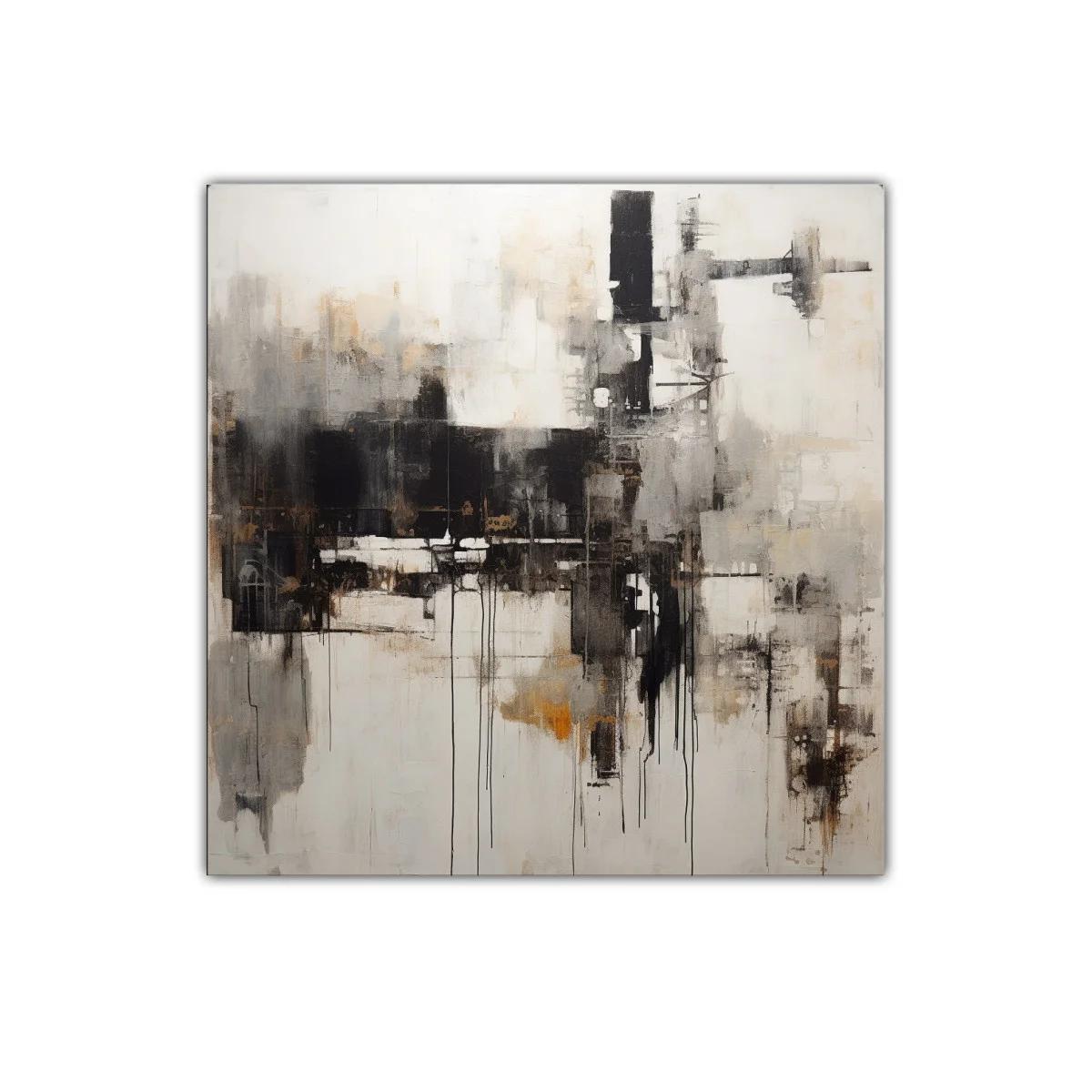 Cuadro abstracto con contrastes y texturas industriales — miniatura 1