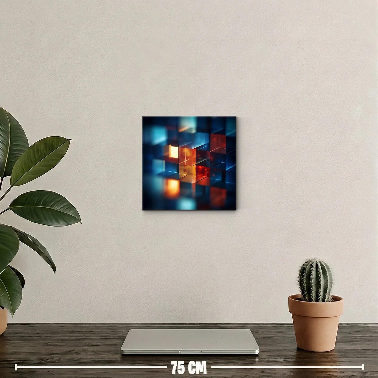 Composición abstracta de cubos iluminados en tonos cálidos y fríos — miniatura 2