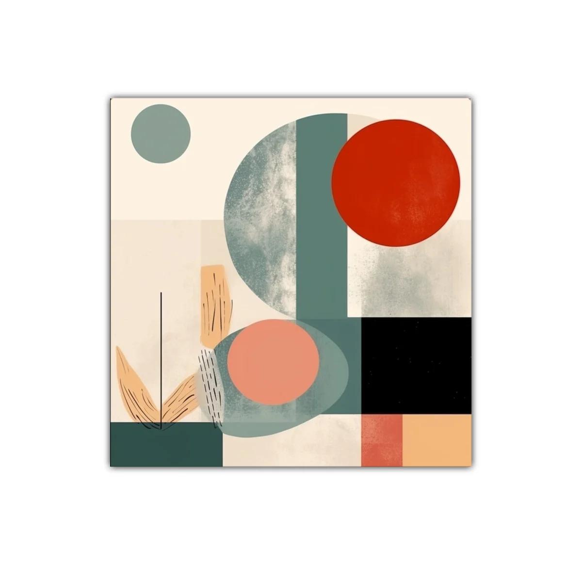 Composición abstracta con formas geométricas y tonos cálidos