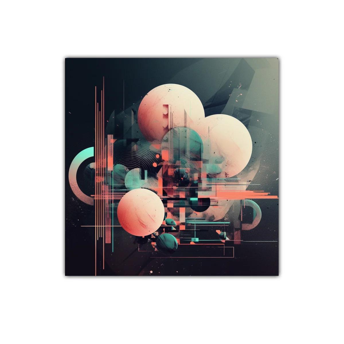 Composición abstracta con formas geométricas y esferas