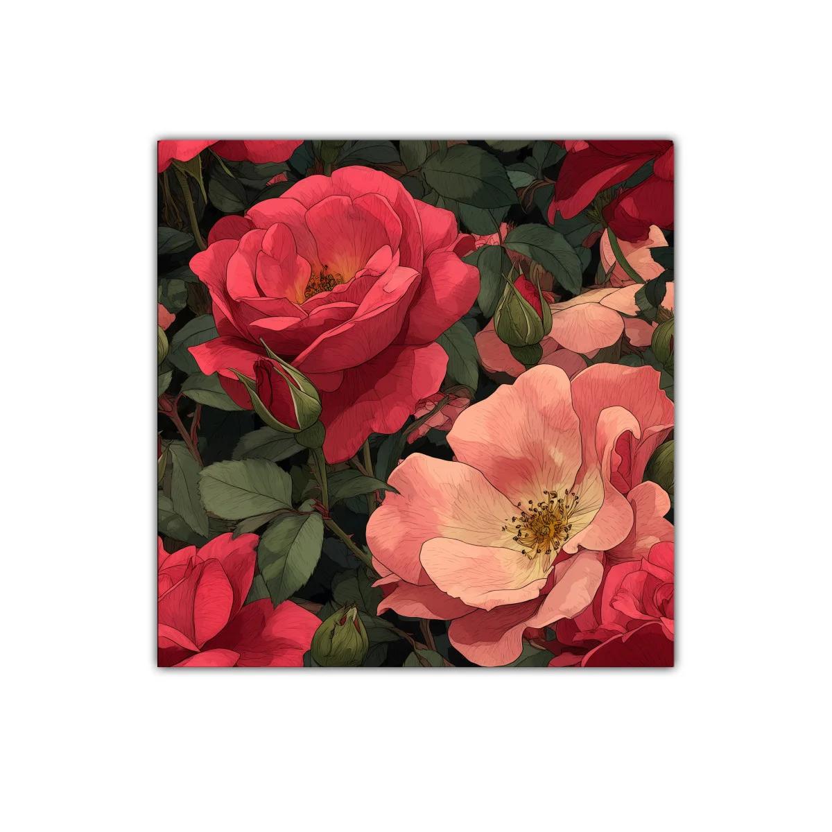 Primer plano de rosas en tonos coral y rojo intenso — imagen principal