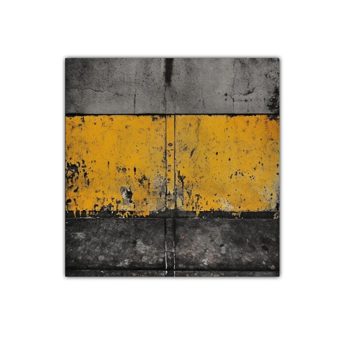 Cuadro decorativo con contraste industrial en tonos amarillos y grises