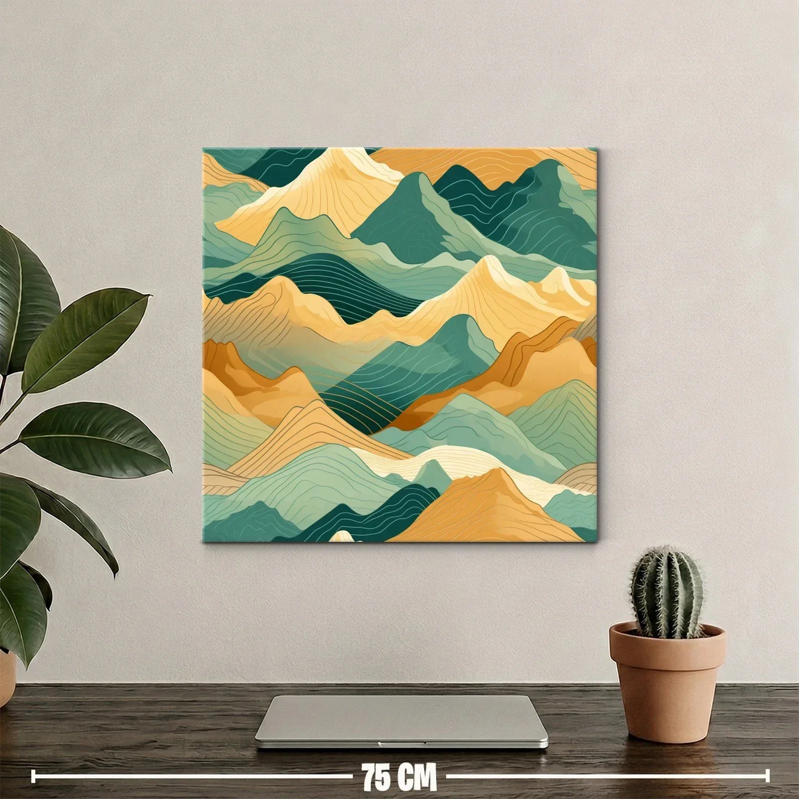 Montañas abstractas en tonos verdes y ocres — miniatura 2