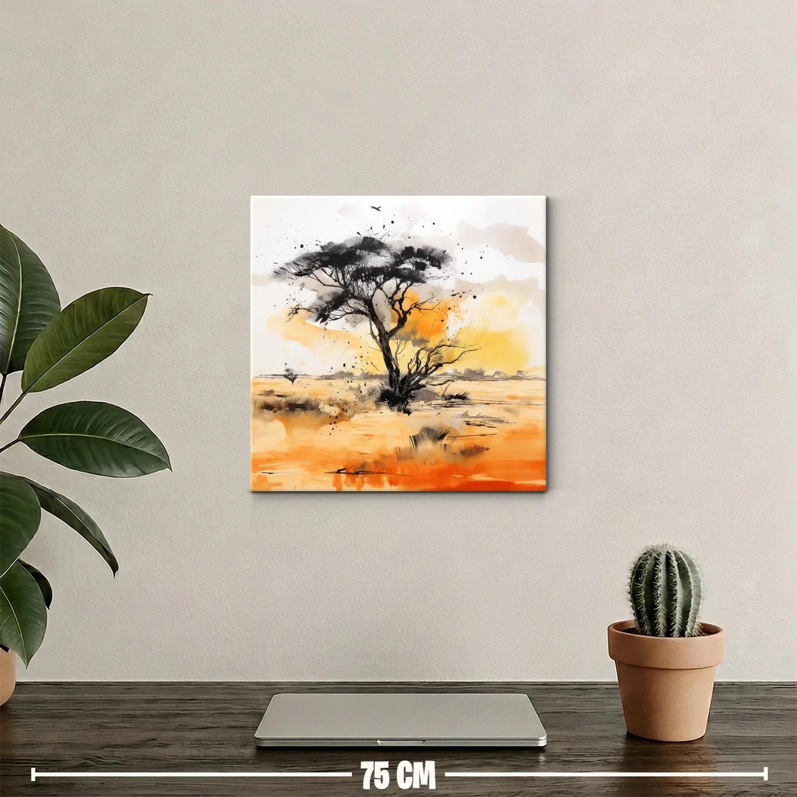 Árbol solitario al atardecer en horizonte desértico — miniatura 2