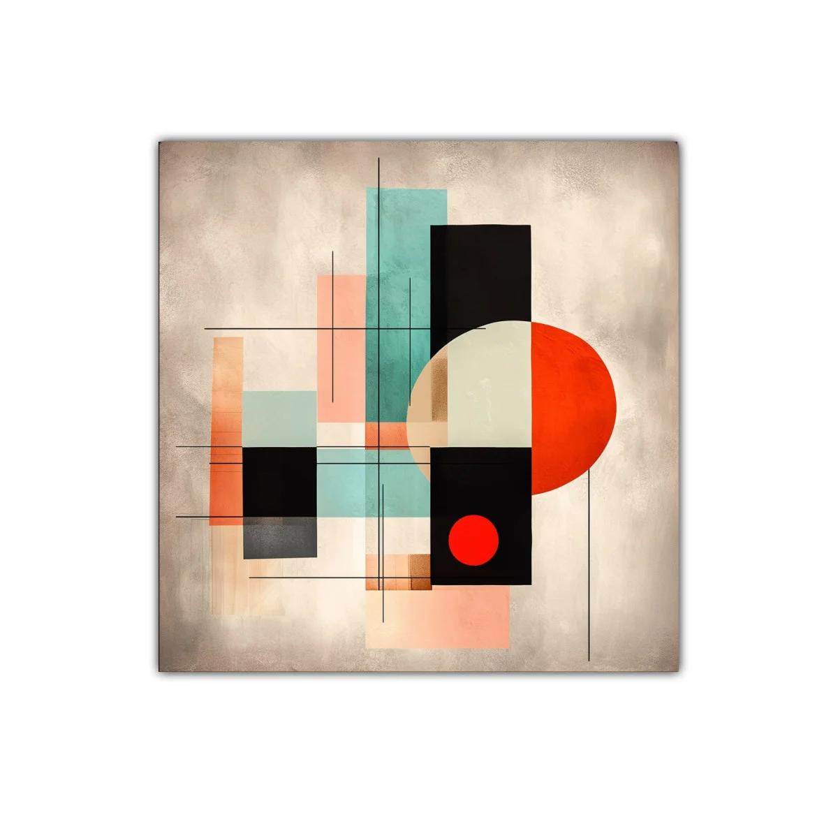 Composición geométrica con tonos cálidos y contrastes vibrantes