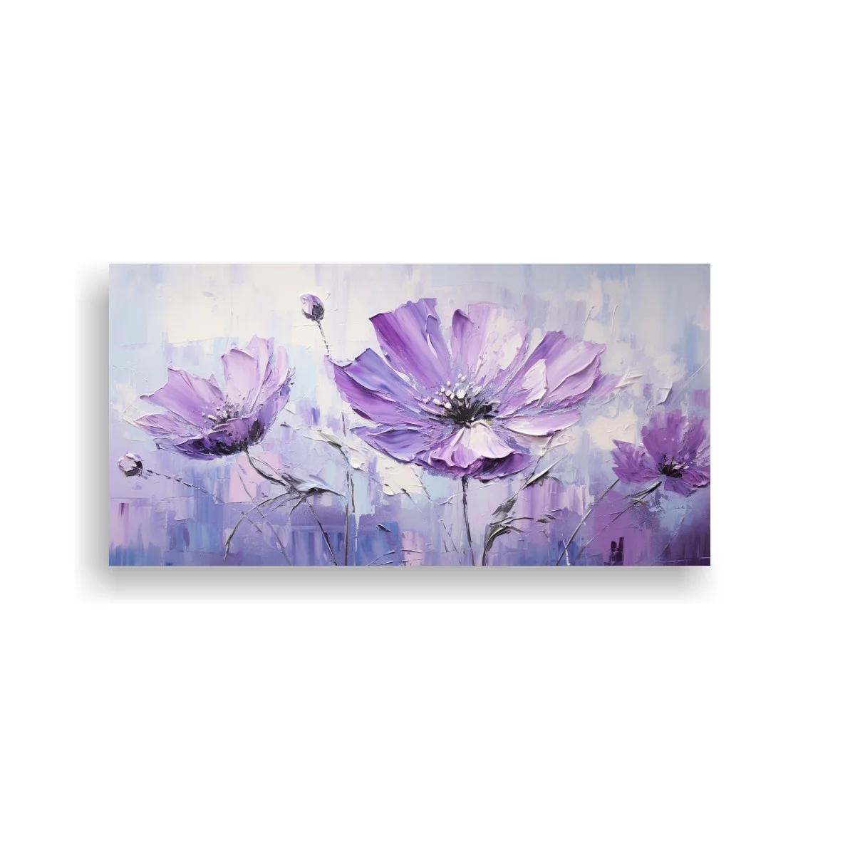 Cuadro flores cosmos lilas con capullos y fondo suave — imagen principal