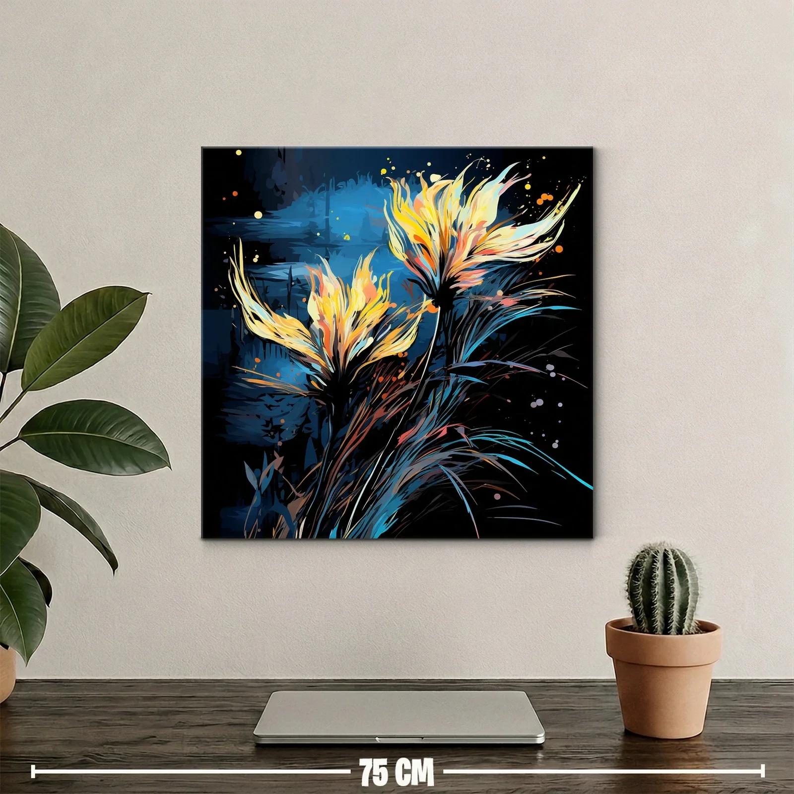 Flores luminosas en contraste azul y negro — miniatura 2