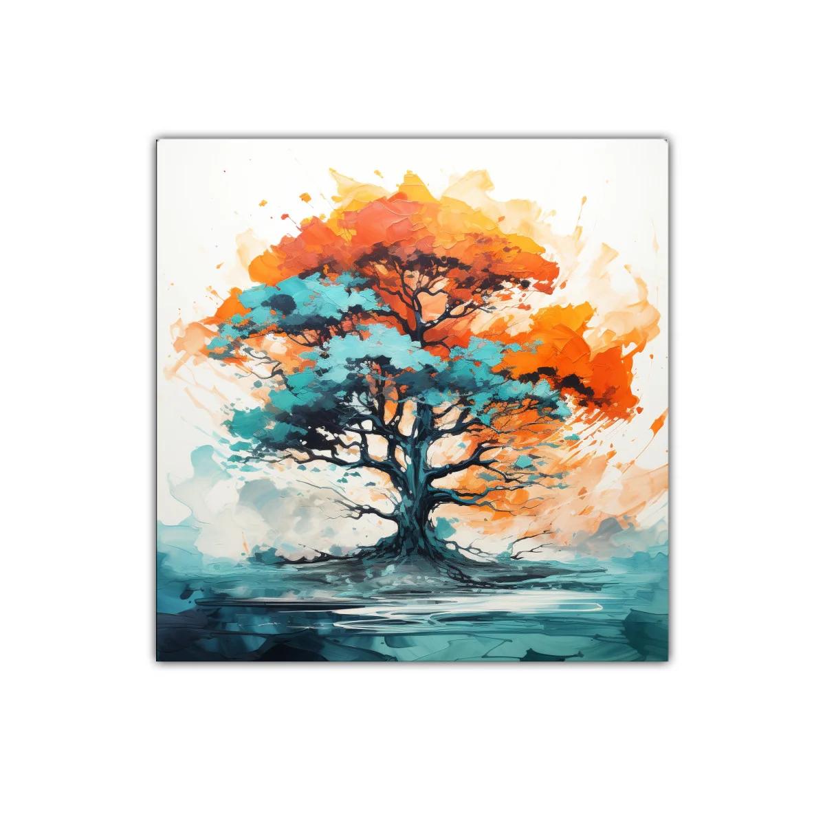 Árbol vibrante con tonos turquesa y naranja intenso — imagen principal