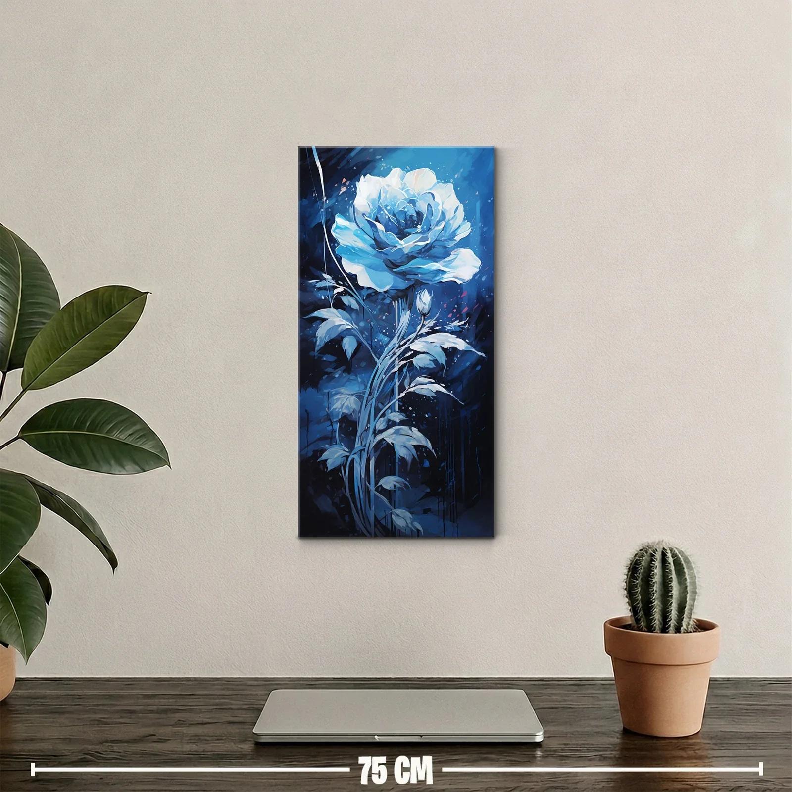 Cuadro rosa azul con capullo y salpicaduras — miniatura 2