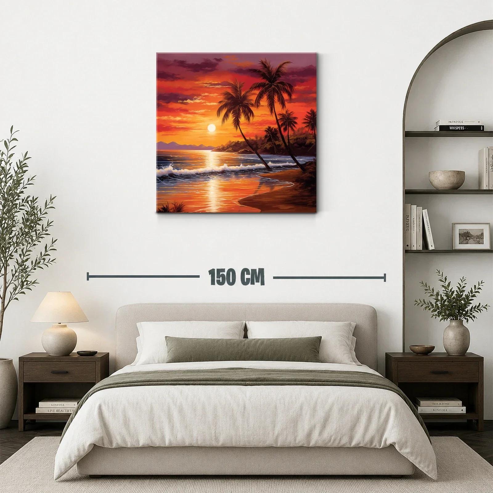 Atardecer tropical con palmeras en playa serena — miniatura 3
