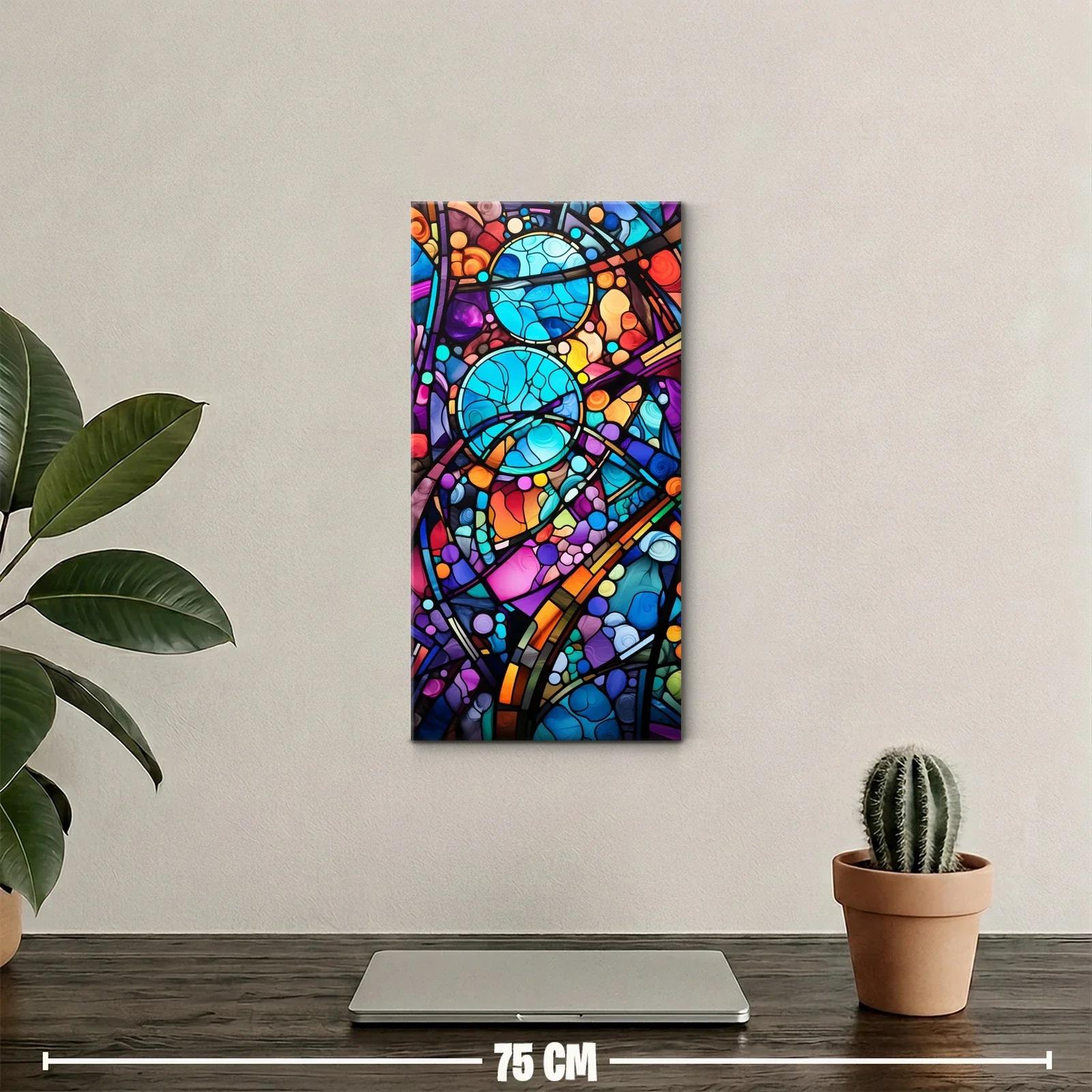 Cuadro vidriera abstracta con dos círculos azules — miniatura 2