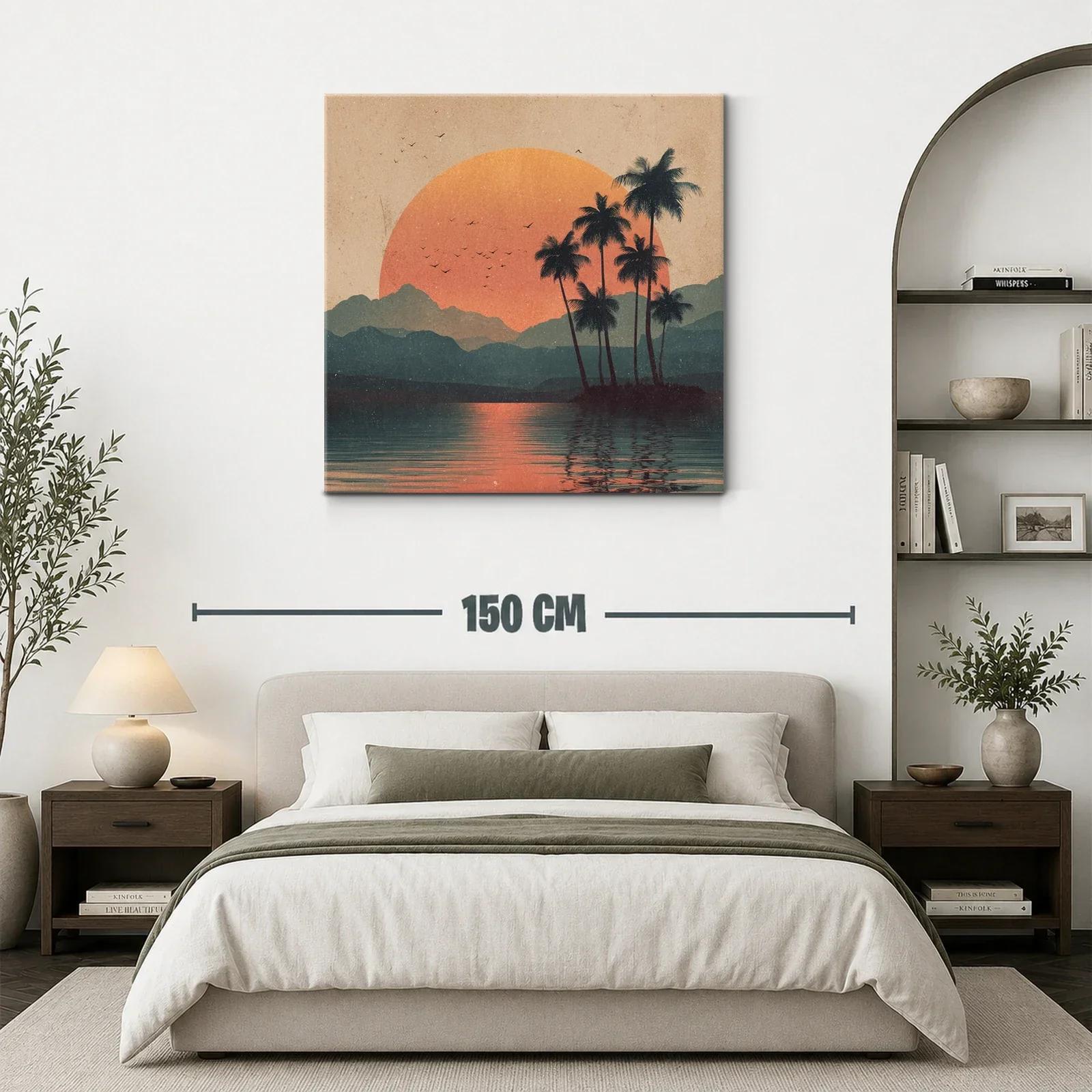 Atardecer tropical con palmeras y reflejo en el agua — miniatura 3