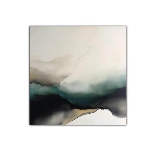 Cuadro abstracto con tonos grises verdes y beige para decoración elegante