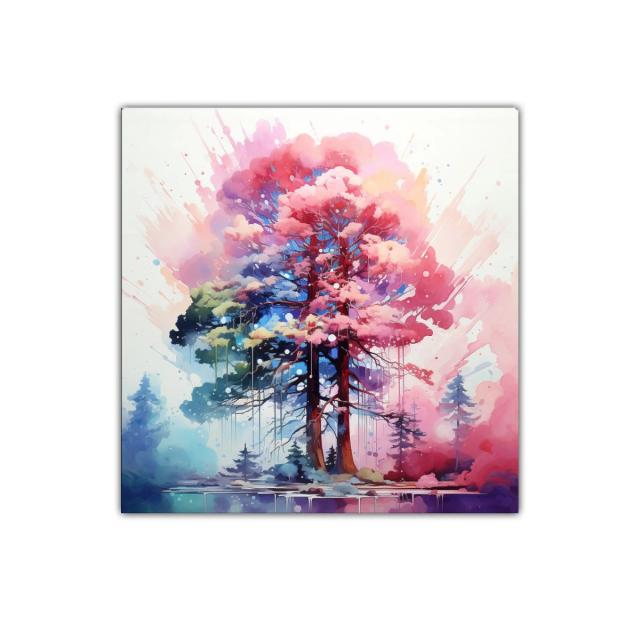 Árbol colorido con explosión de tonos vibrantes