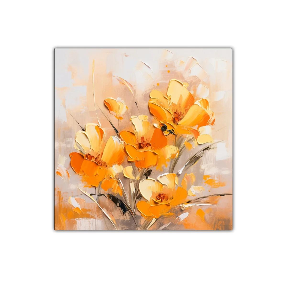 Cuadro decorativo con flores en tonos cálidos y vibrantes — imagen principal