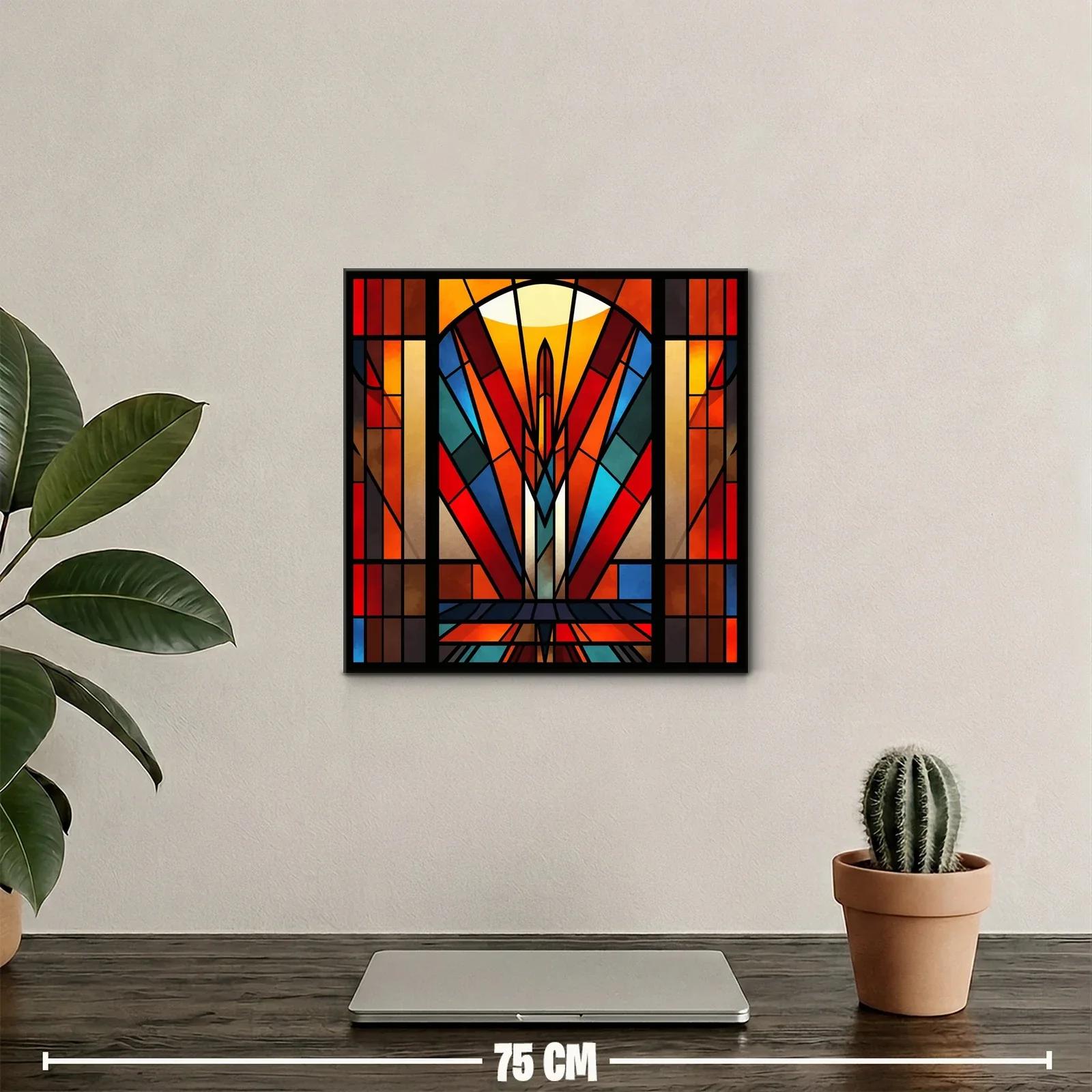 Cuadro abstracto con juego de luces y formas geométricas vibrantes — miniatura 2