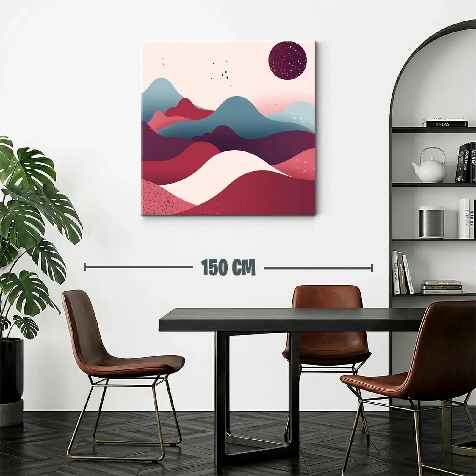 Paisaje abstracto en tonos cálidos y fríos con esfera estrellada — miniatura 2