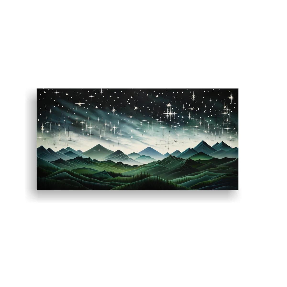 Cuadro paisaje de montañas con horizonte luminoso
