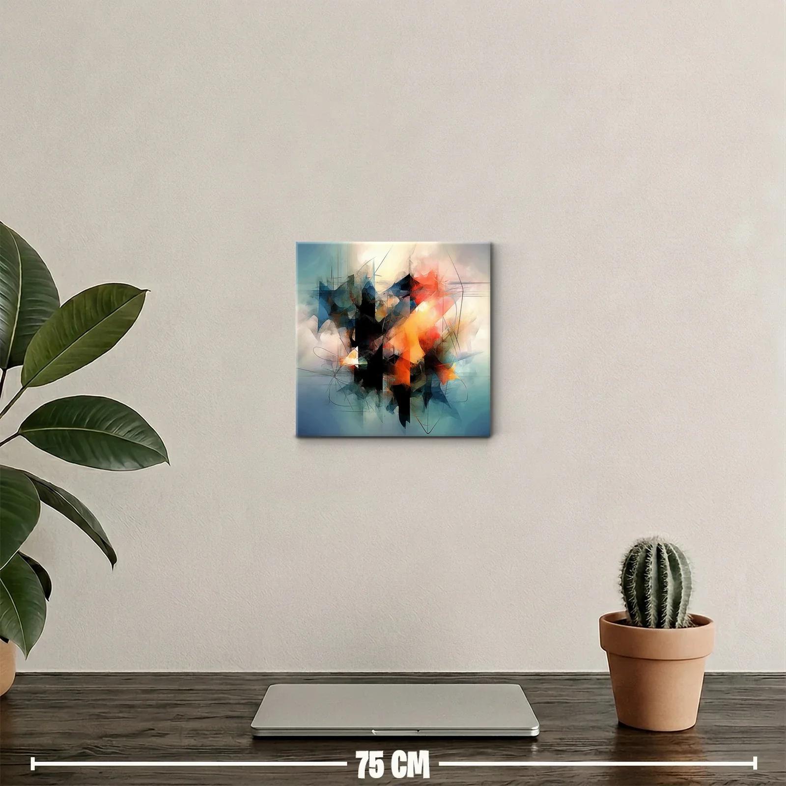 Composición abstracta con tonos cálidos y fríos vibrantes — miniatura 2