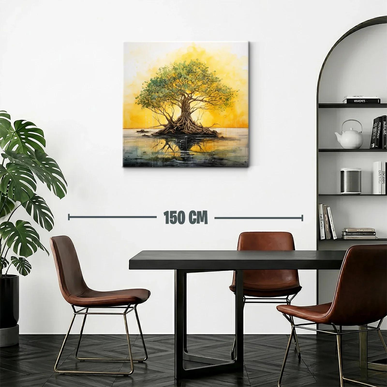 Árbol reflejado en agua con tonos dorados y verdes — miniatura 2