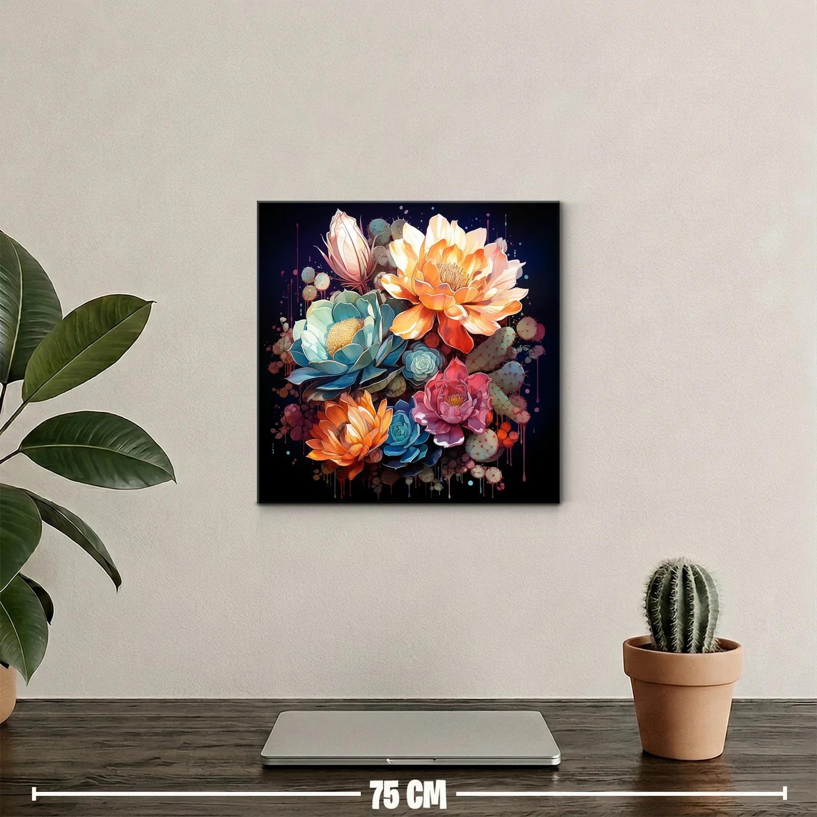Composición de flores vibrantes con tonos cálidos y fríos — miniatura 2