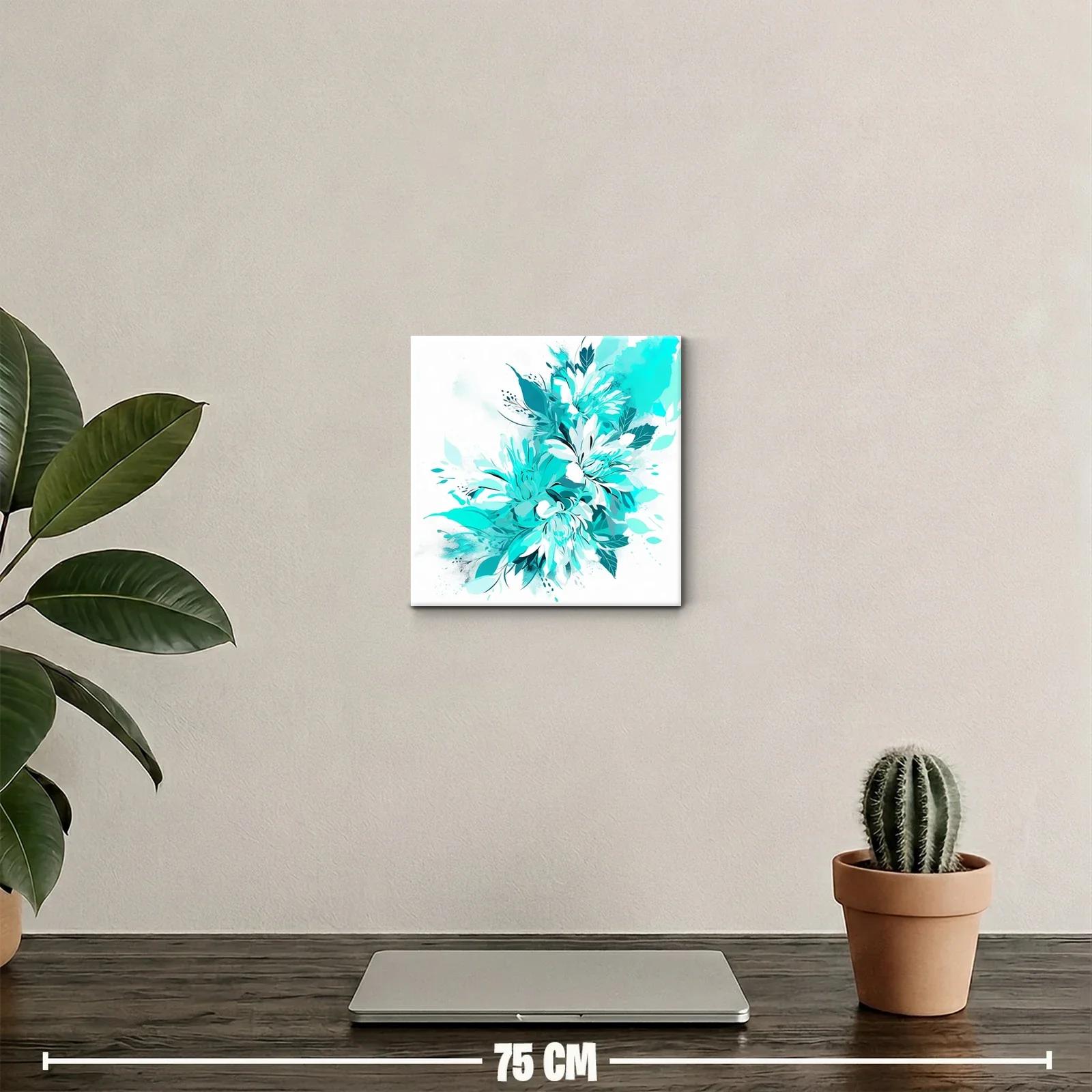 Composición floral en tonos turquesa y blanco vibrante — miniatura 2