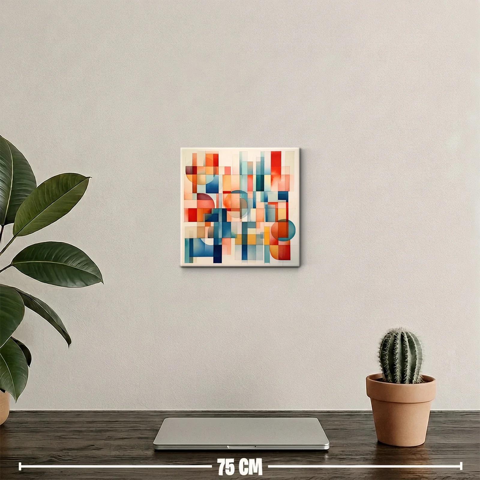 Composición geométrica en tonos cálidos y fríos vibrantes — miniatura 2
