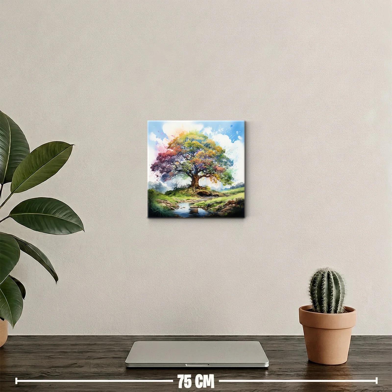 Árbol multicolor vibrante sobre paisaje natural — miniatura 2