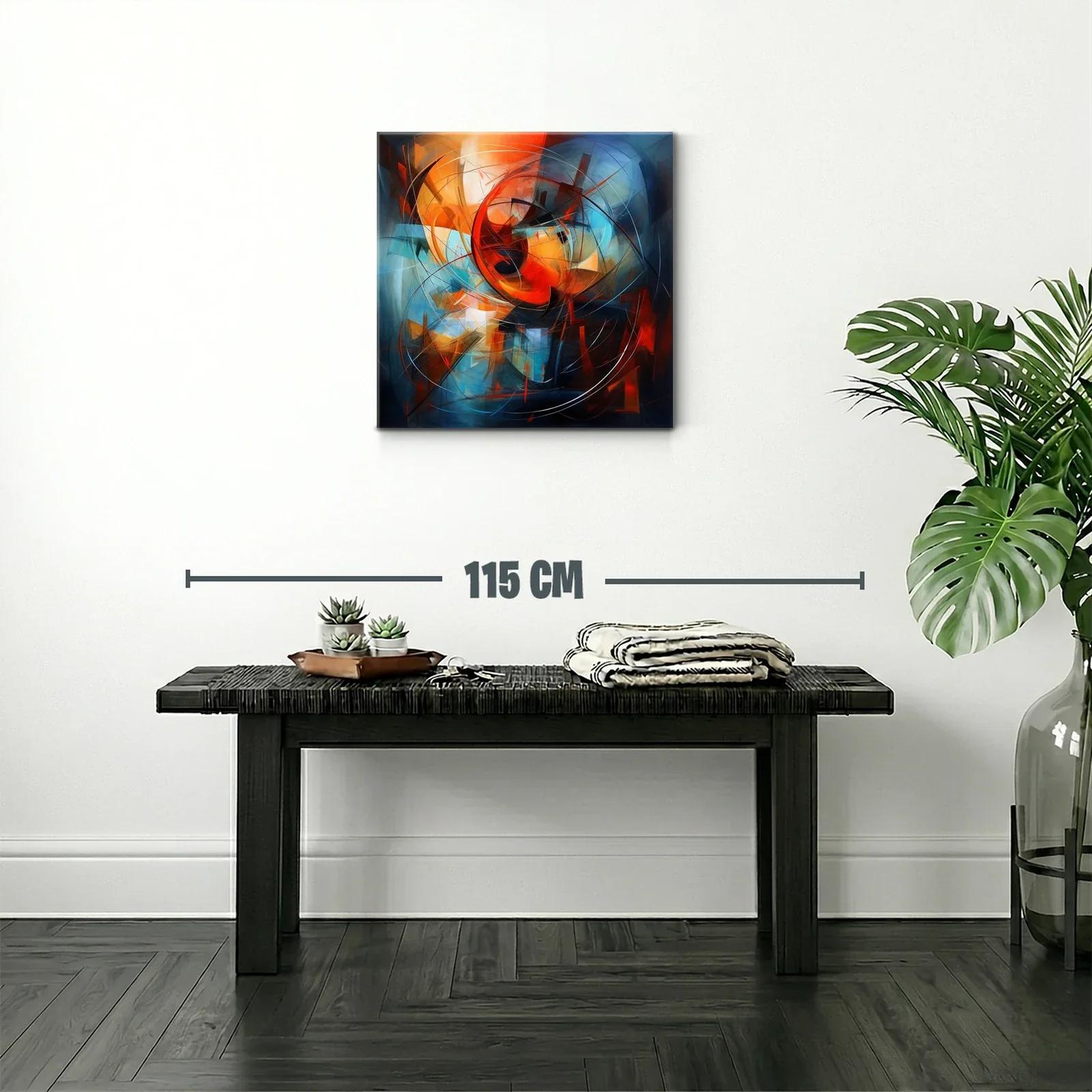 Cuadro abstracto con vibrantes tonos cálidos y fríos — miniatura 2