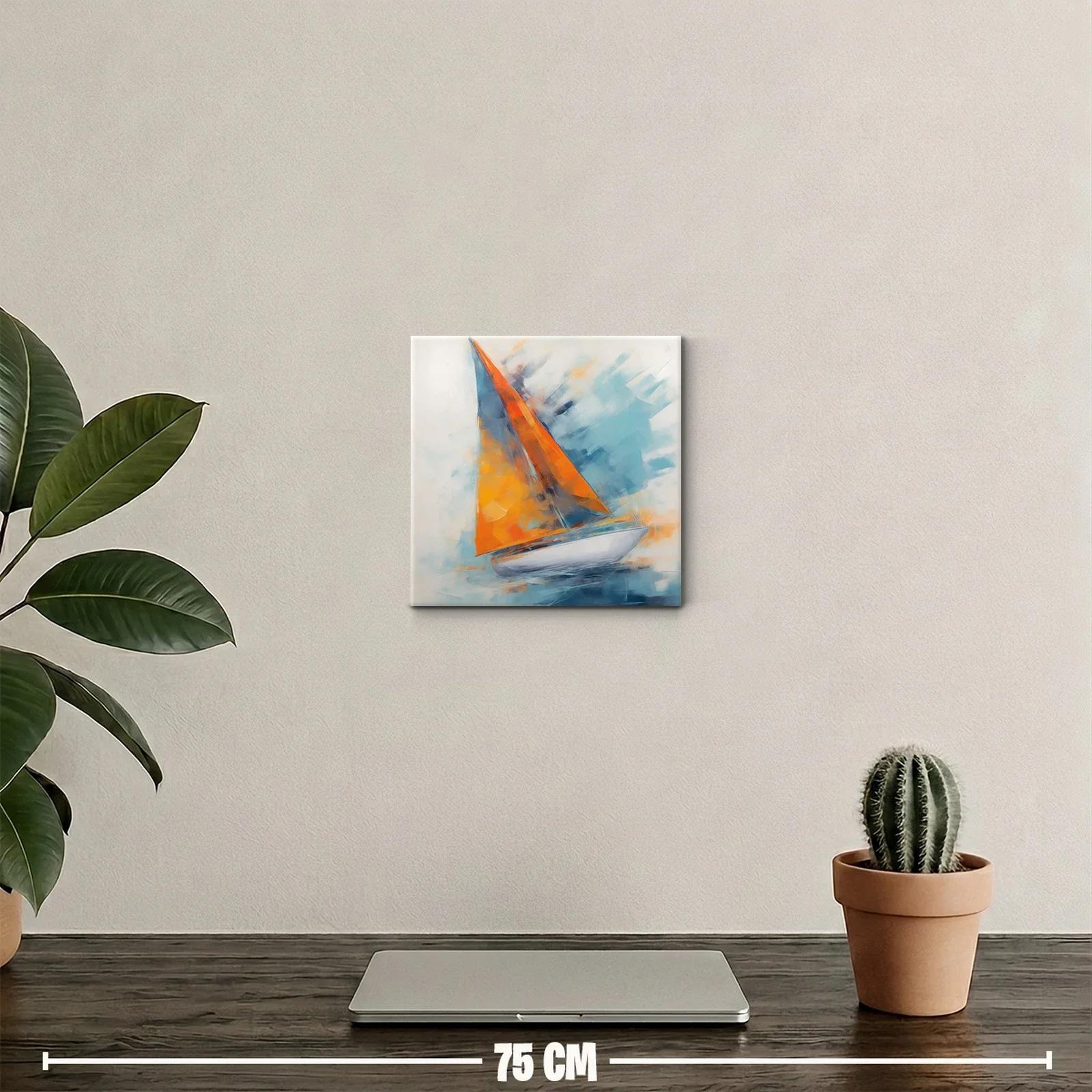 Cuadro con Decoración de Velero Naranja Dinámico — miniatura 2