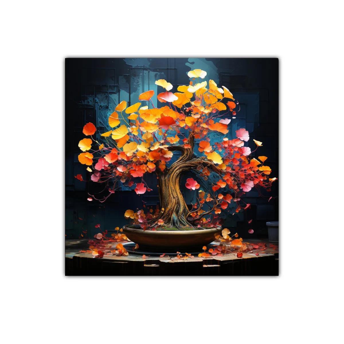 Árbol ornamental de hojas coloridas en ambiente oscuro — imagen principal