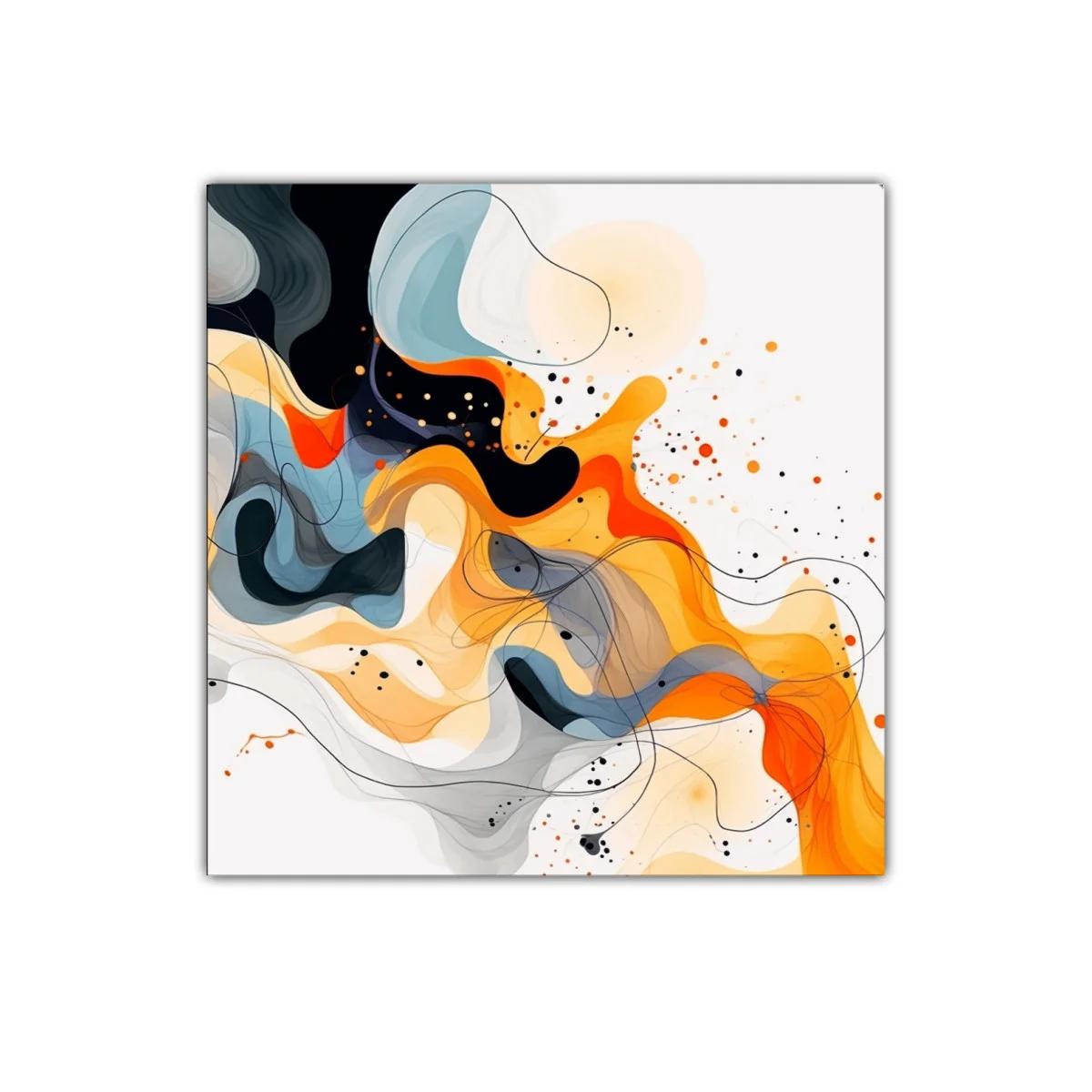 Cuadro abstracto con formas fluidas y colores vibrantes