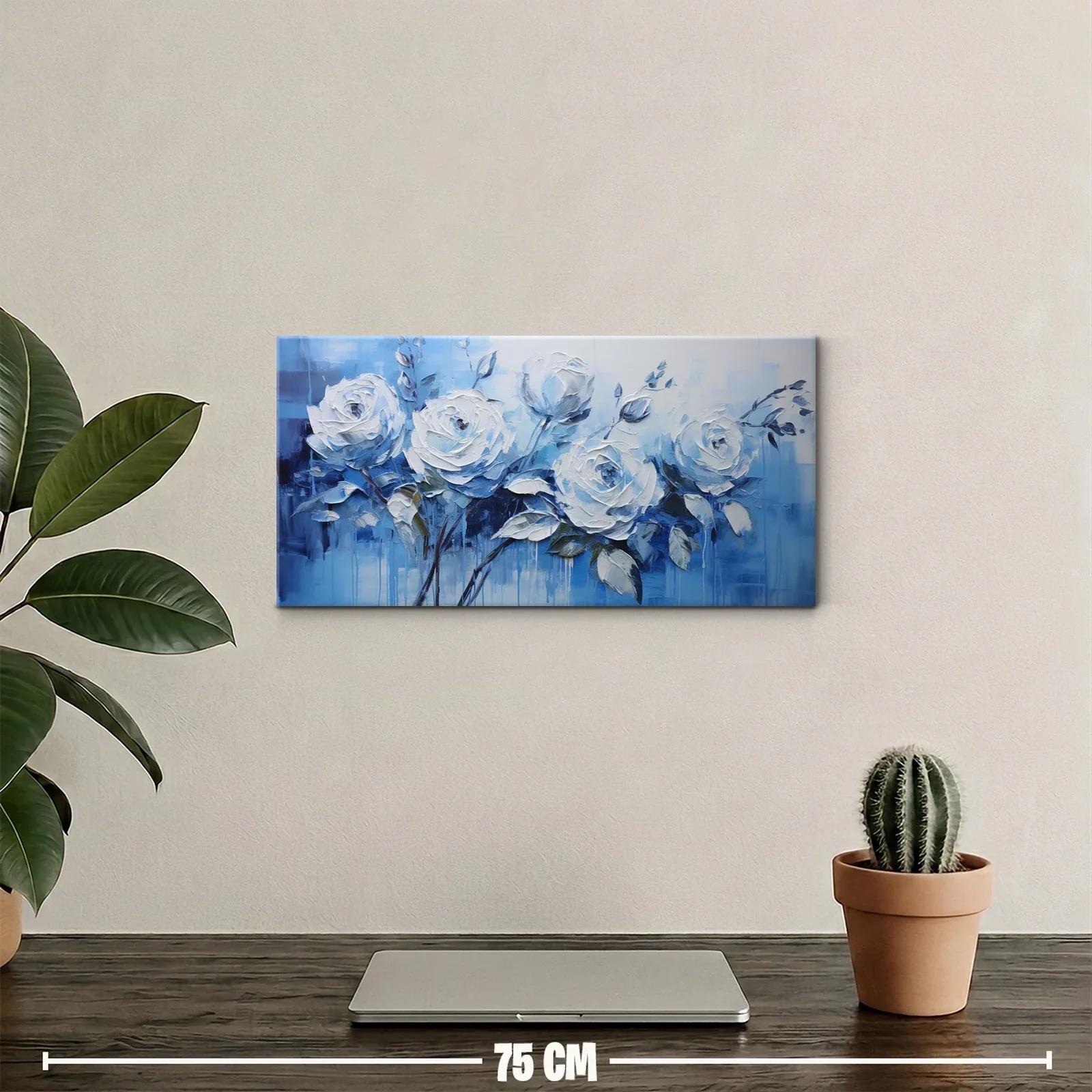 Cuadro ramo de rosas blancas con hojas azuladas — miniatura 2