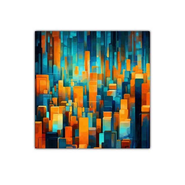 Composición geométrica urbana en tonos vibrantes