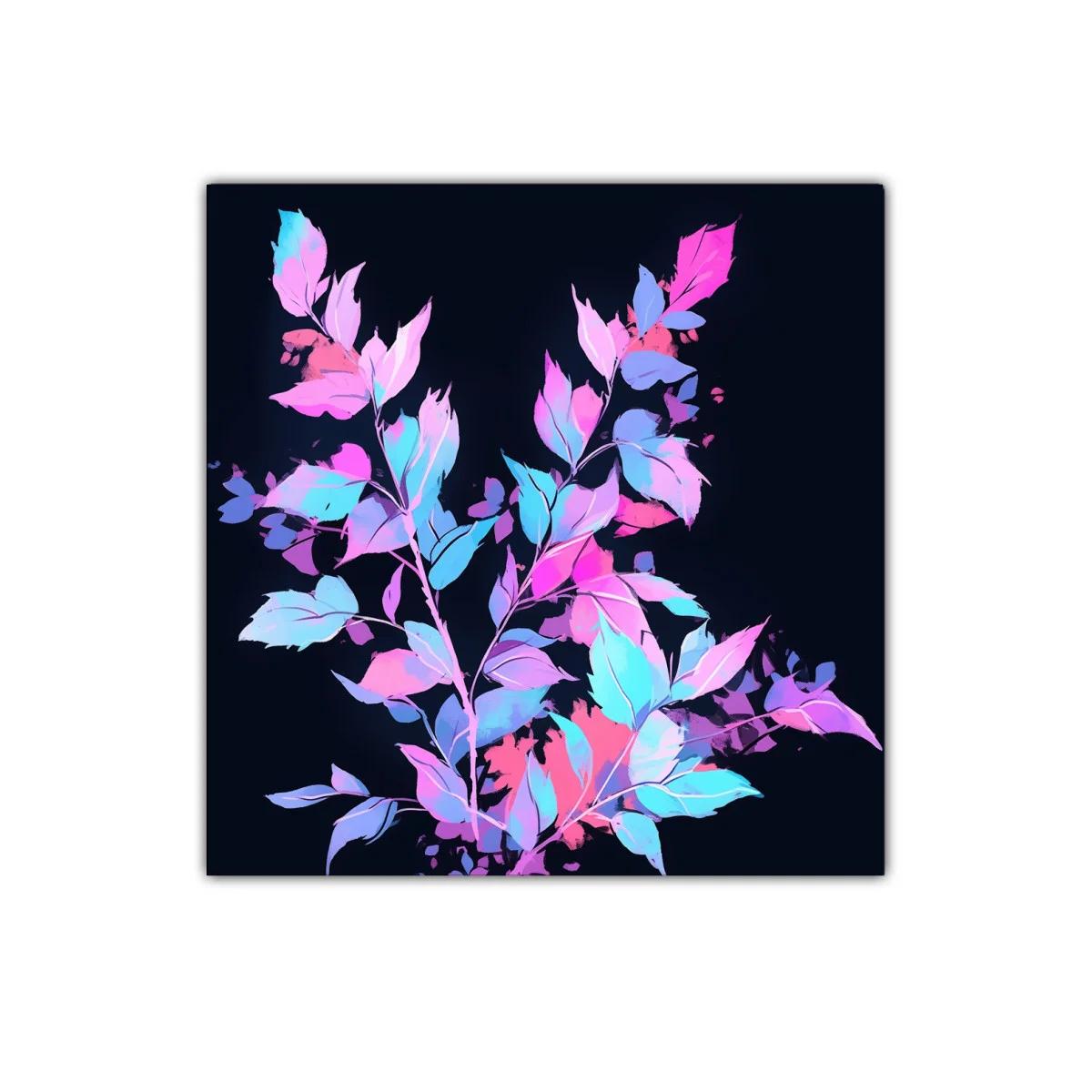 Cuadro decorativo con hojas en tonos pastel vibrantes — imagen principal