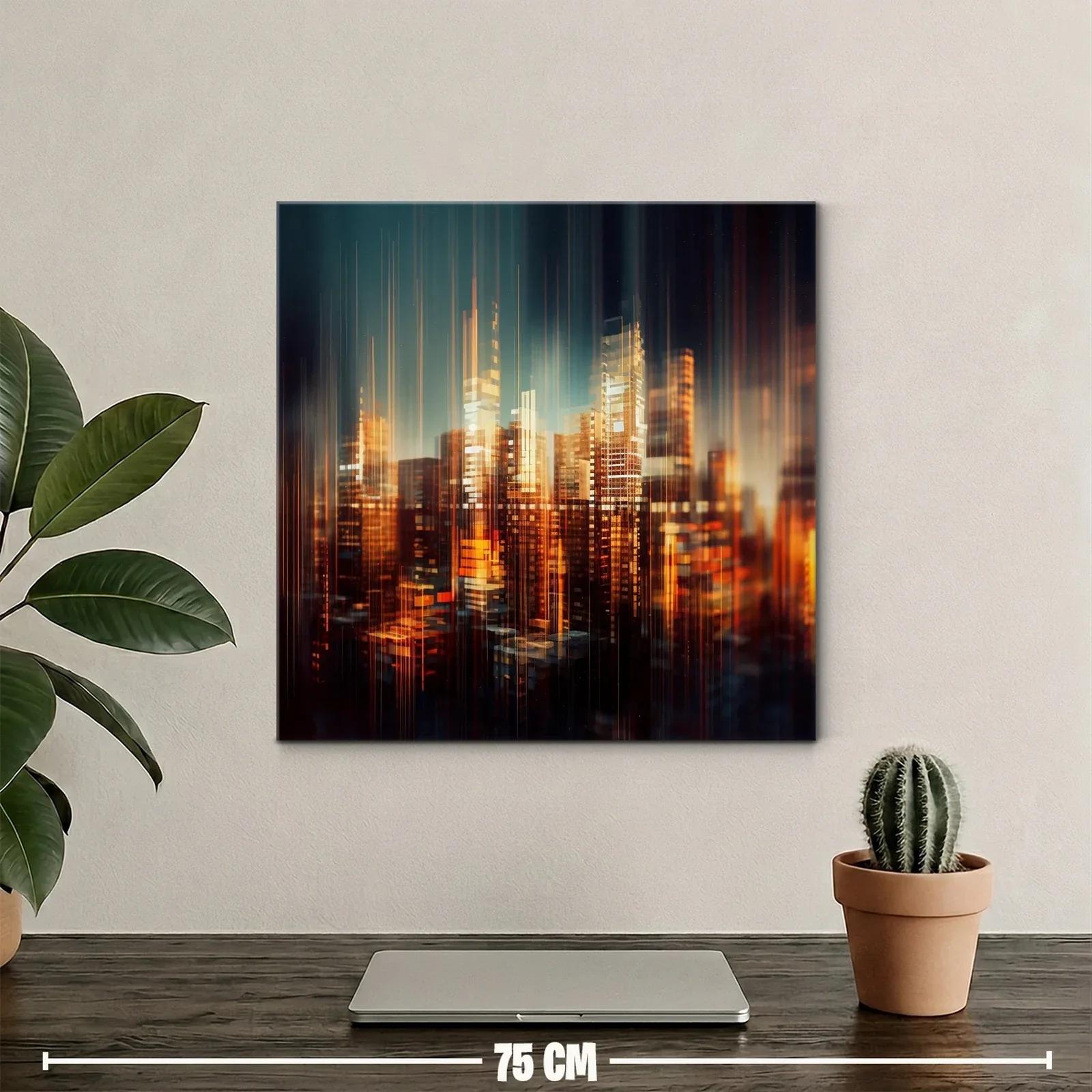 Ciudad luminosa abstracta con tonos cálidos y vibrantes — miniatura 2