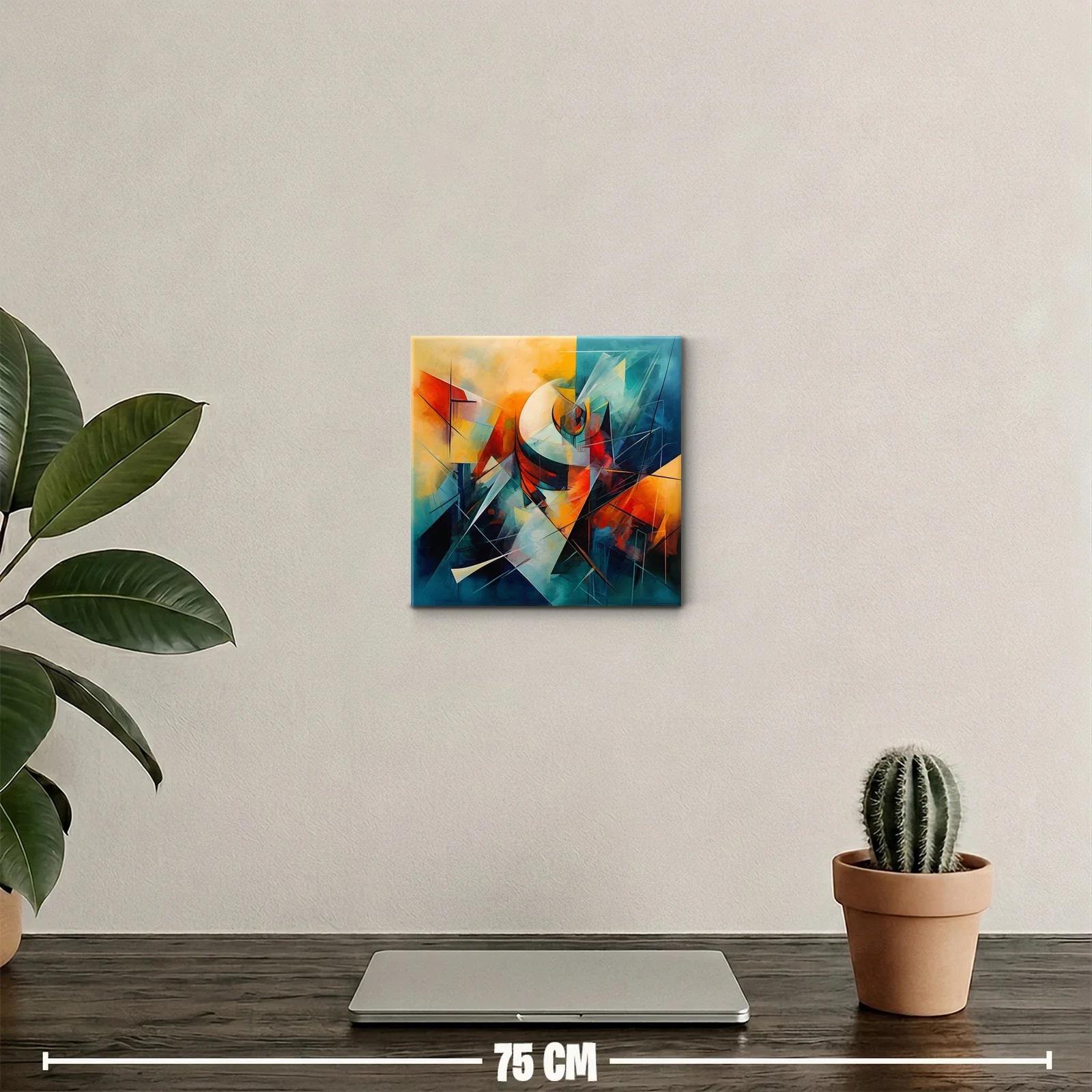 Composición abstracta en tonos cálidos y fríos vibrantes — miniatura 2