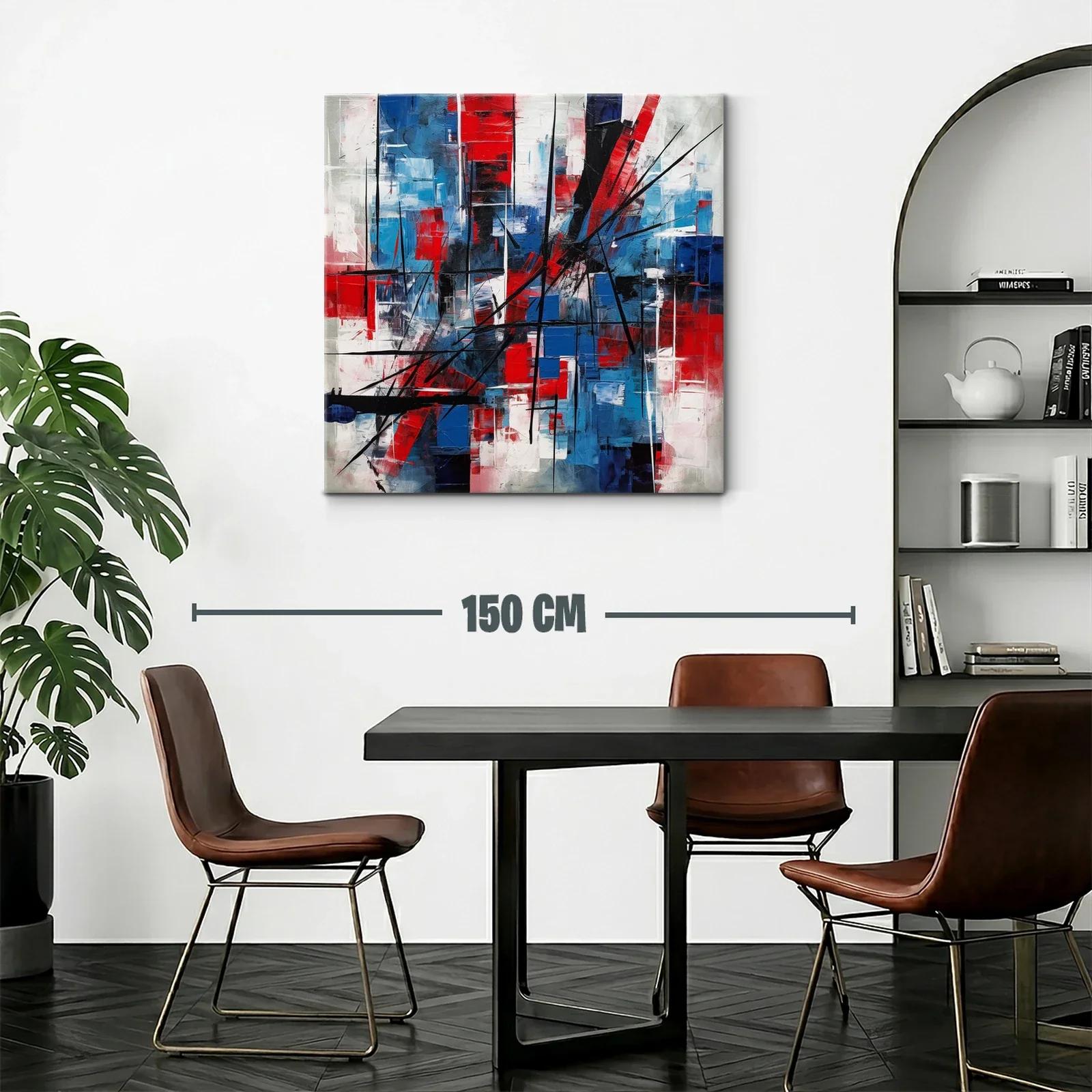 Composición abstracta en rojo azul y negro dinámica — miniatura 2
