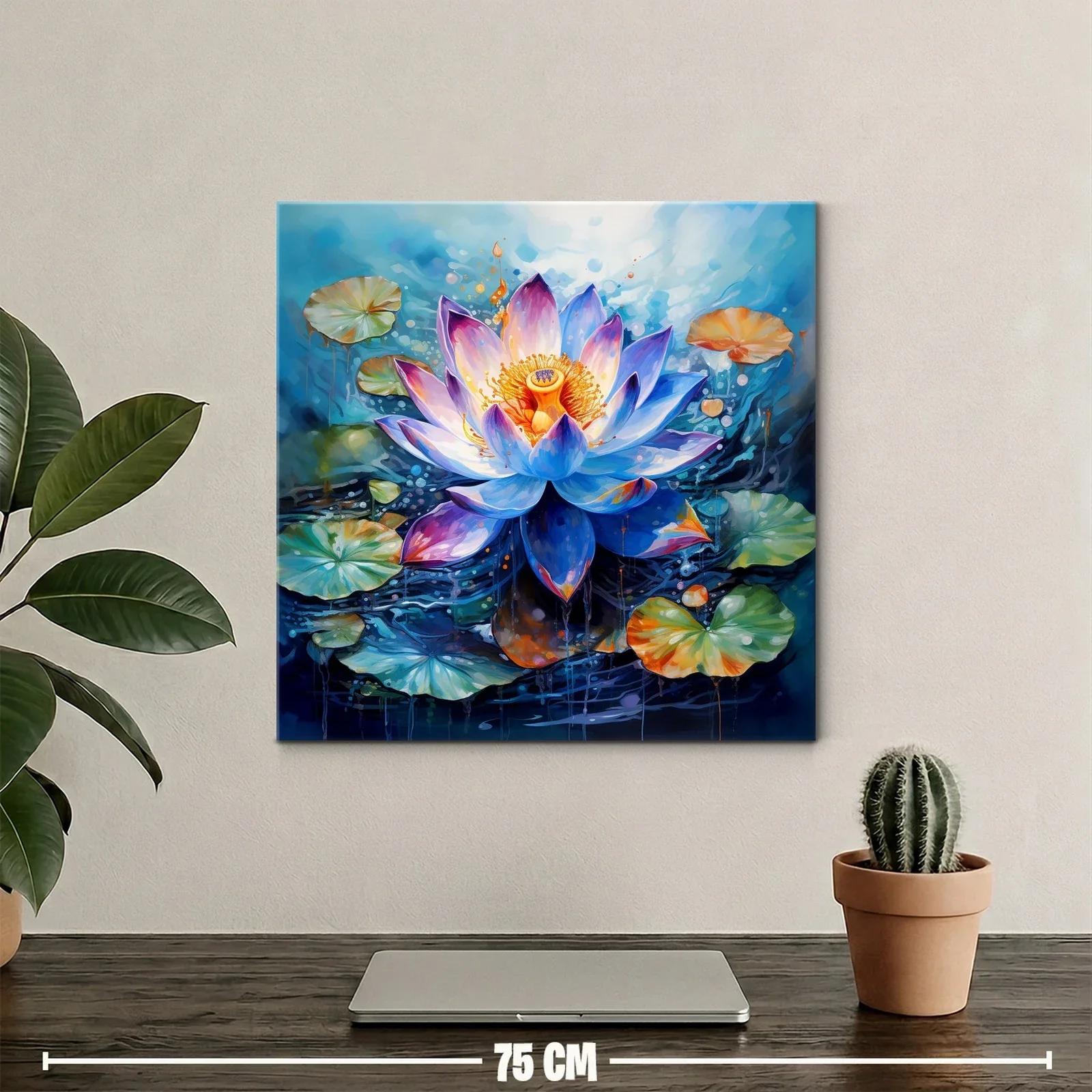 Flor de loto vibrante con hojas verdes y fondo acuático — miniatura 2