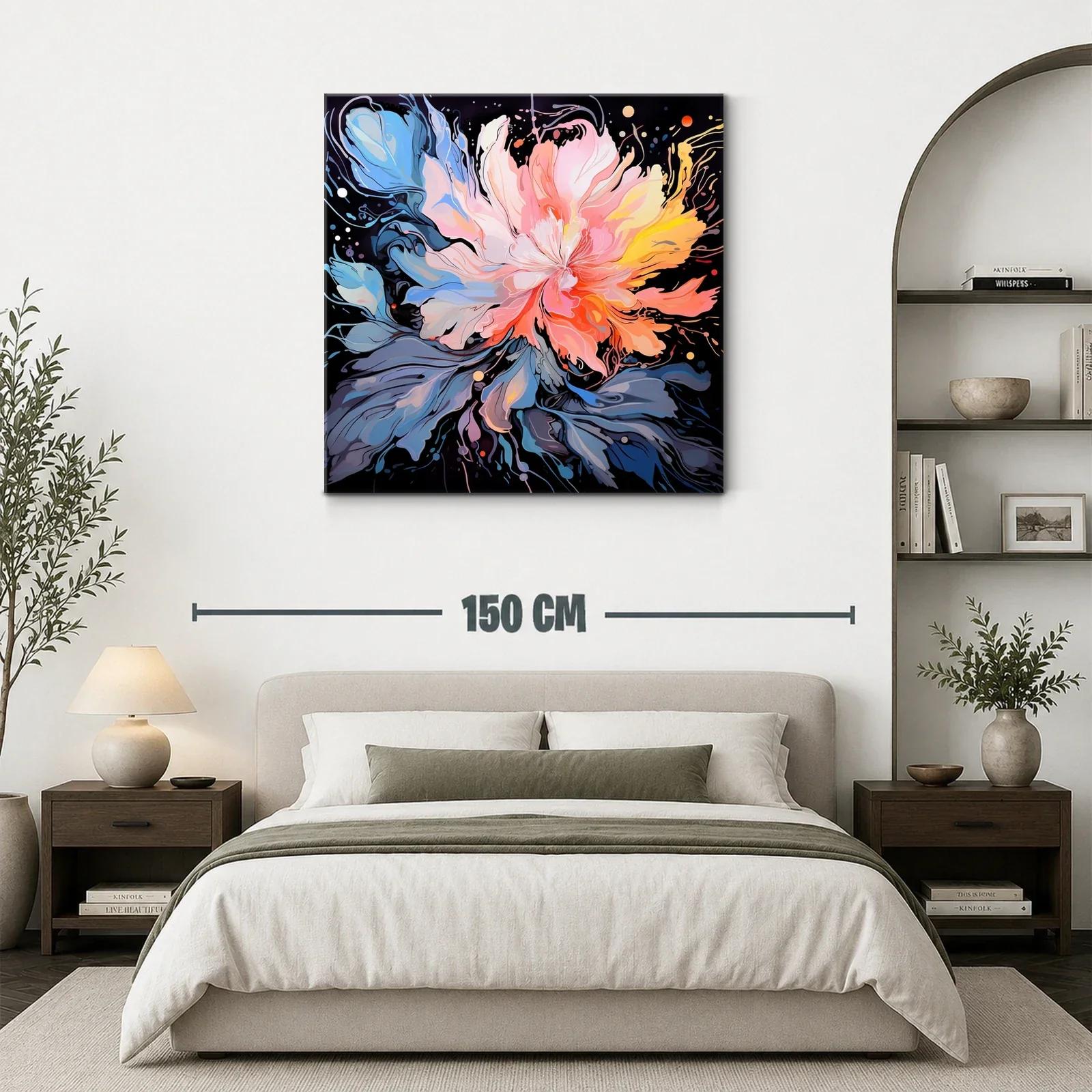 Cuadro floral abstracto con paleta vibrante y dinámica — miniatura 3