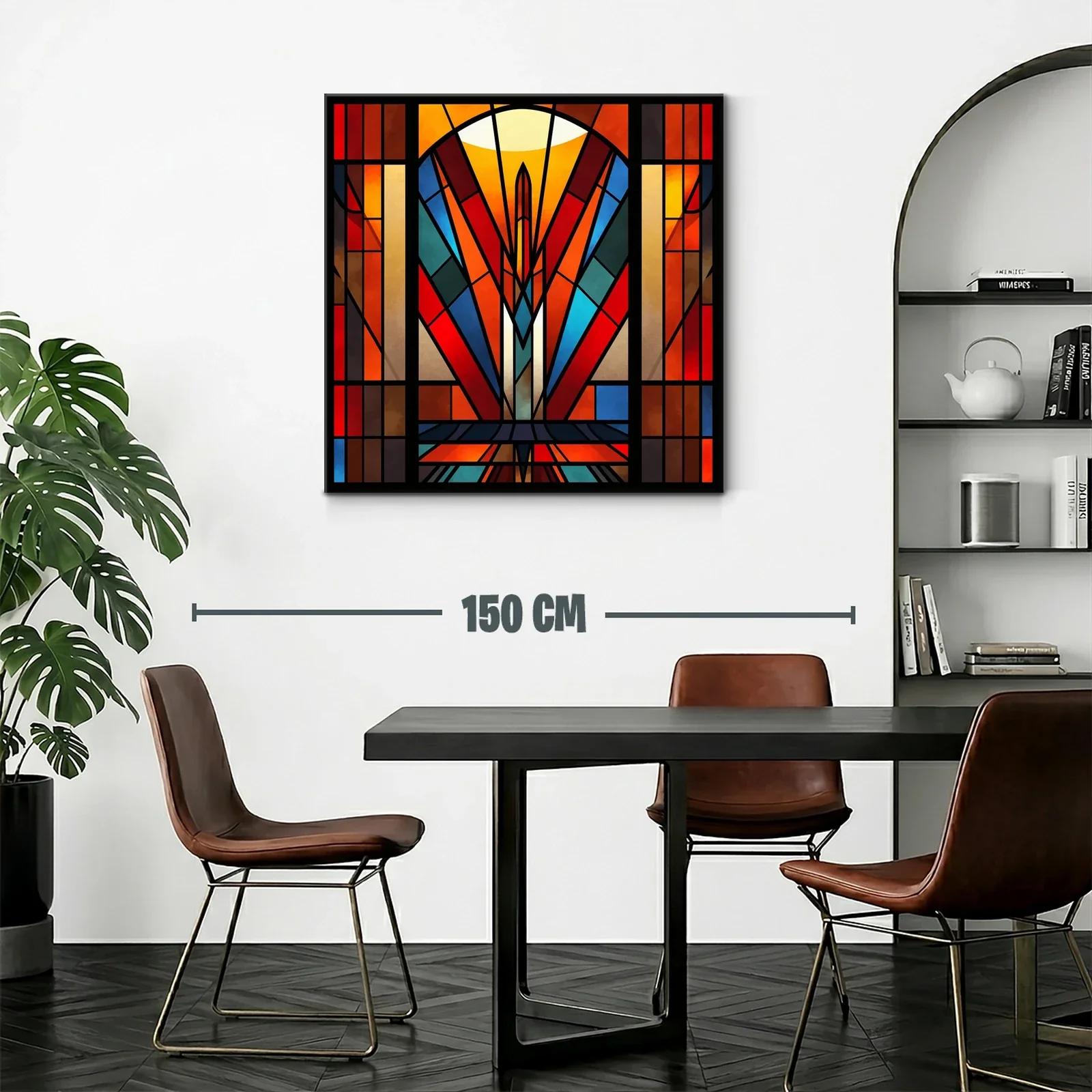 Cuadro abstracto con juego de luces y formas geométricas vibrantes — miniatura 2