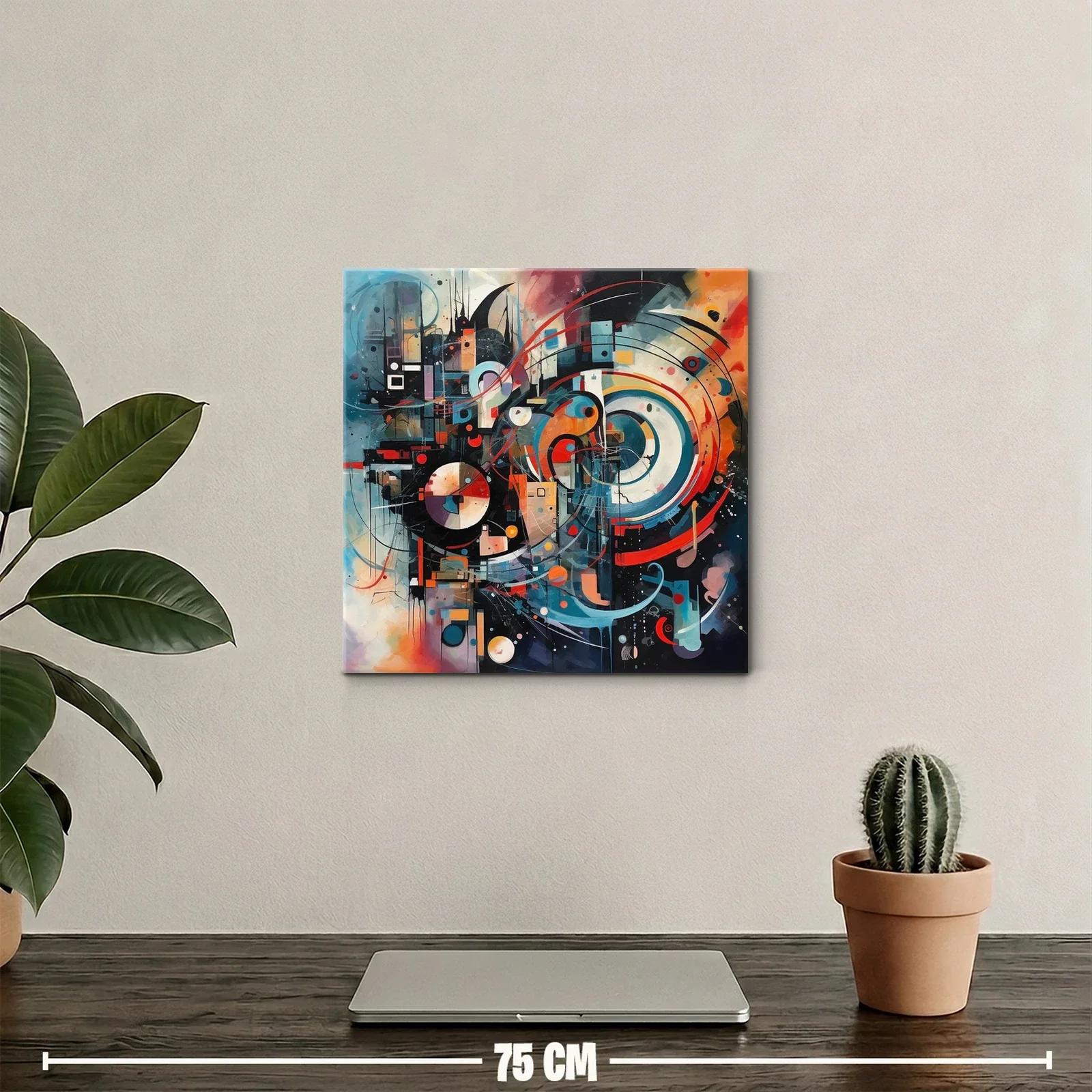Cuadro abstracto con formas circulares y dinámicas — miniatura 2