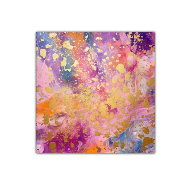 Cuadro con explosión de colores vivos y detalles dorados