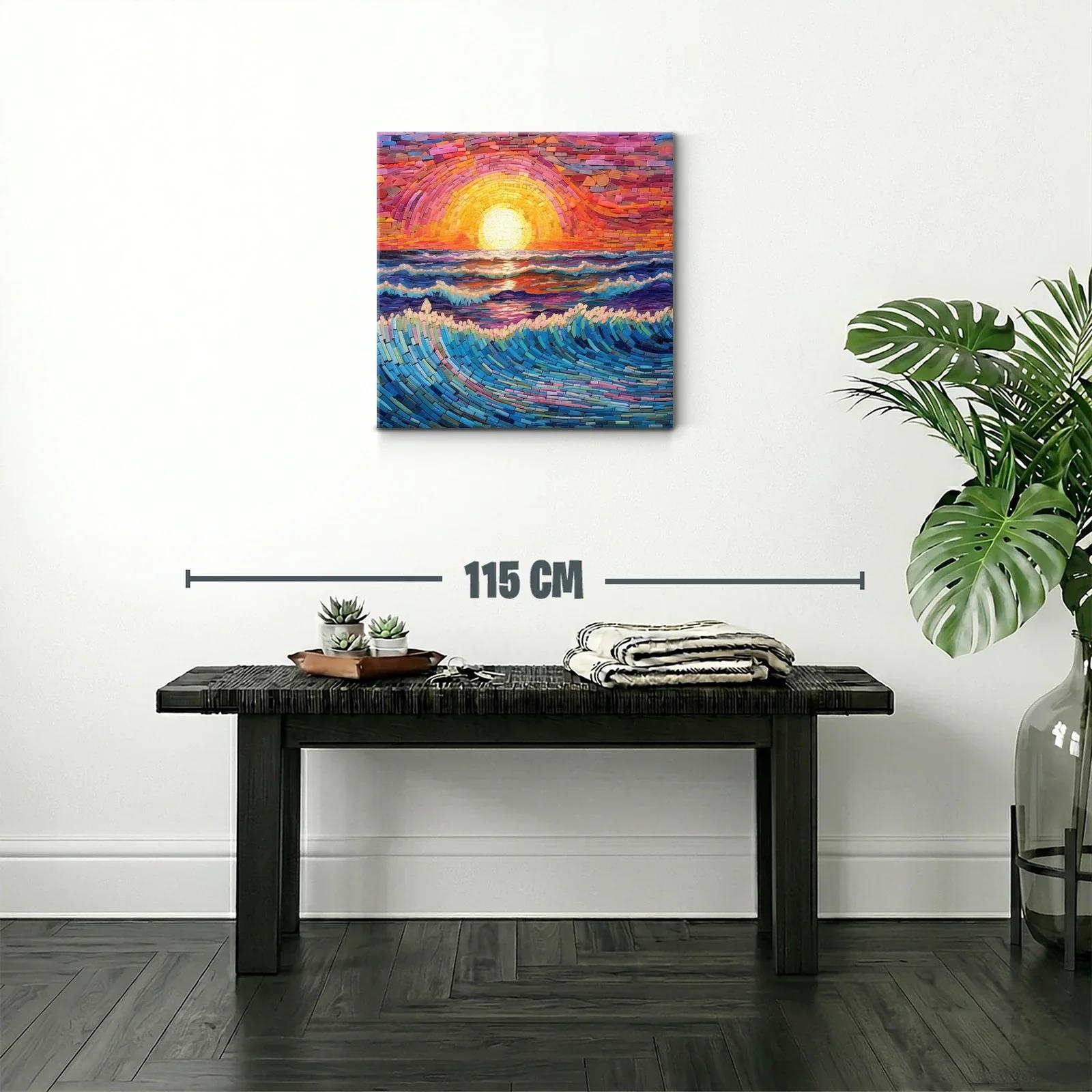 Mosaico de atardecer vibrante sobre el mar en calma — miniatura 2