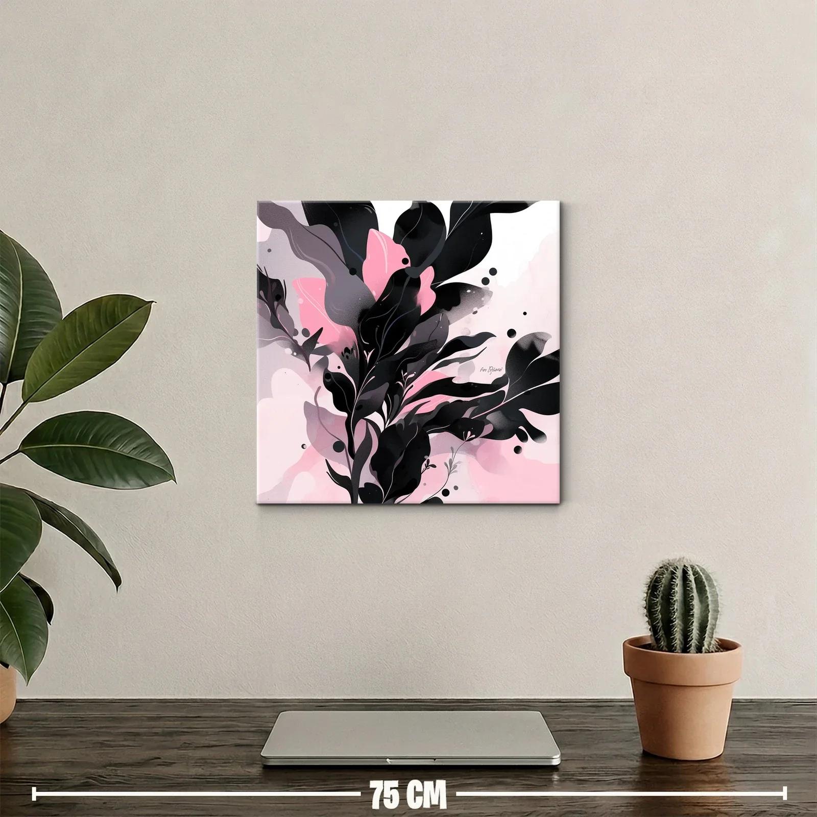 Composición abstracta de hojas en tonos rosas y negros — miniatura 2