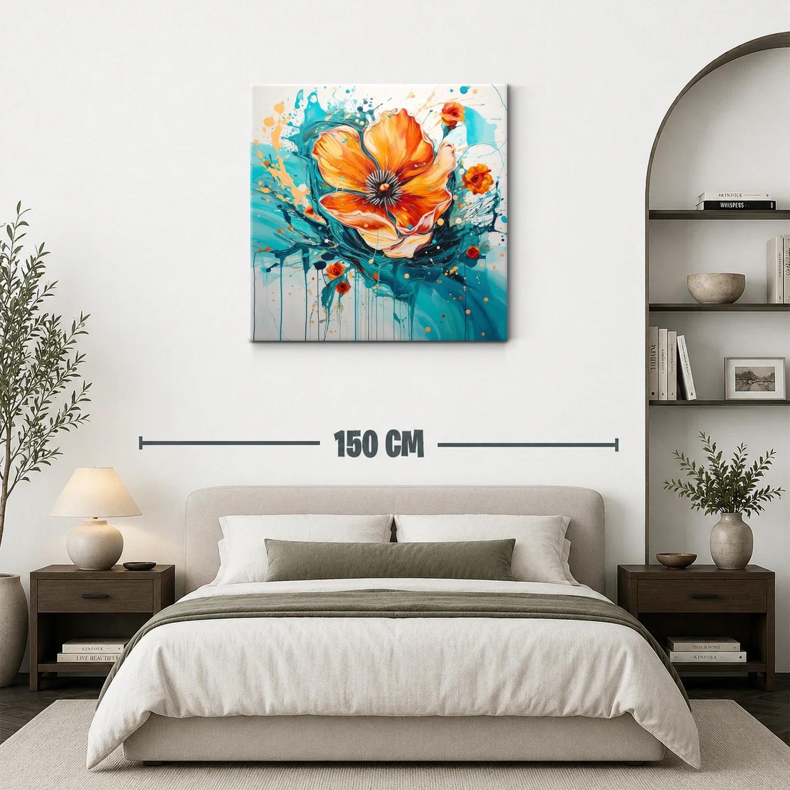 Flor vibrante en tonos turquesa y naranja dinámicos — miniatura 3