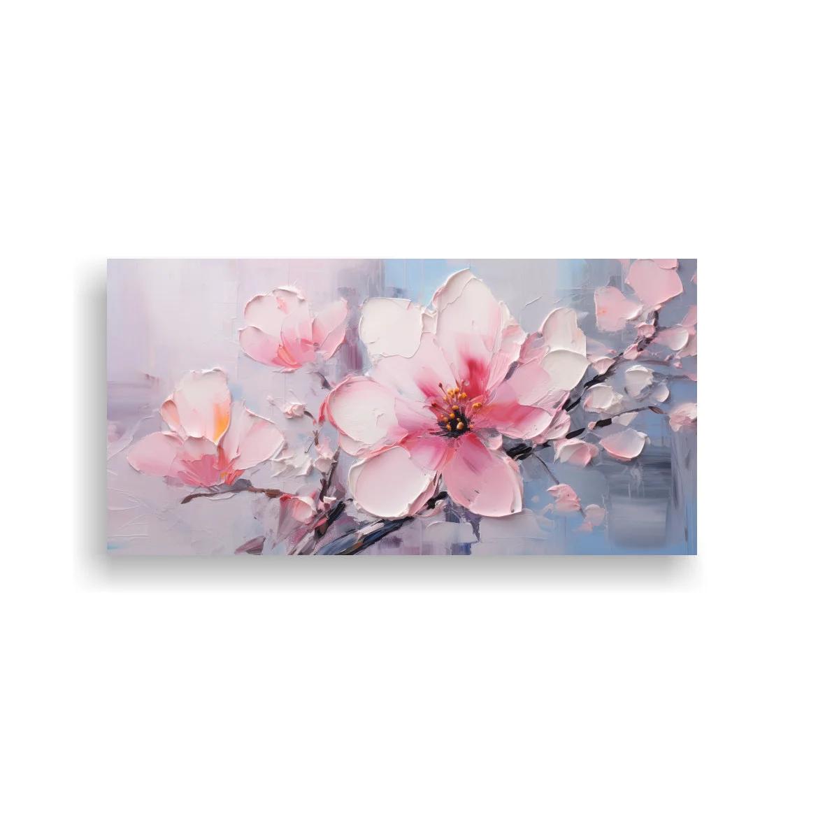 Cuadro magnolias rosas con fondo difuso — imagen principal