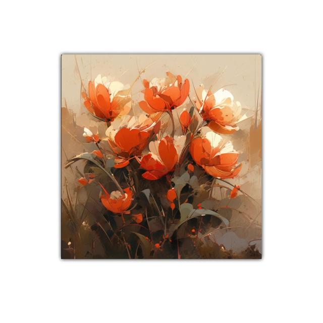 Bouquet de flores vibrantes en tonos cálidos y tierra