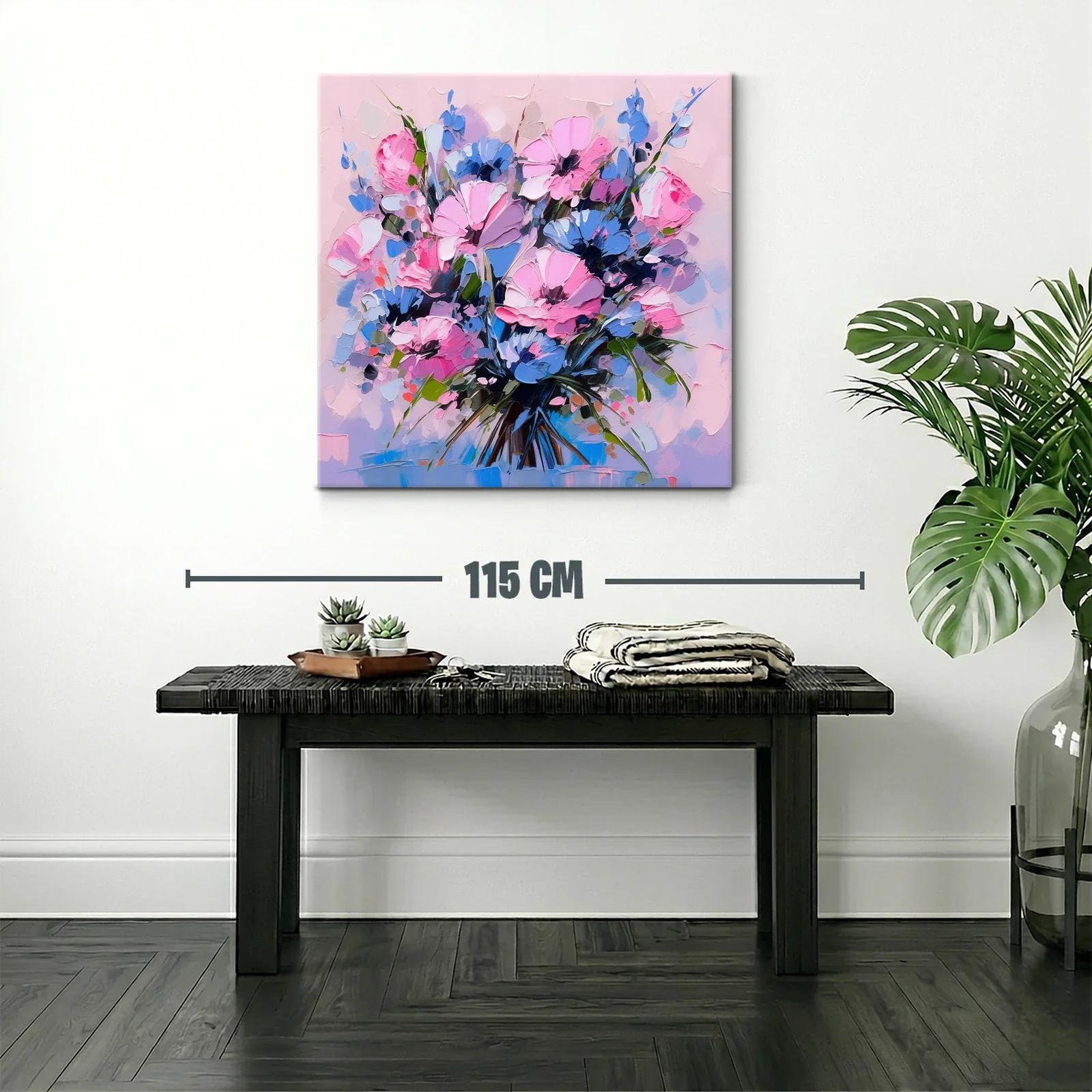 Ramo de flores en tonos rosas y azules vibrantes — miniatura 2